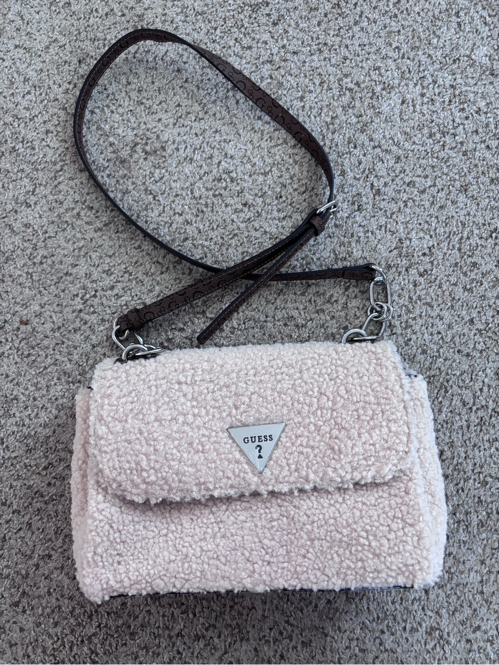 GUESS cream colored bag